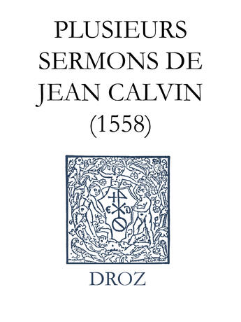 Couverture du livre « Plusieurs sermons de jean calvin » de  aux éditions Librairie Droz