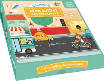 Couverture du livre « Mon coffret des transports » de Julie Mercier aux éditions Philippe Auzou