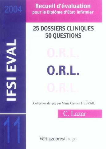 Couverture du livre « ORL » de Calin Lazar aux éditions Vernazobres Grego
