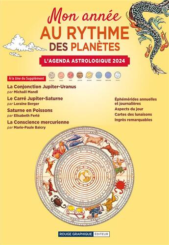 Couverture du livre « L'Agenda Astrologique 2024 : Mon année au rythme des Planètes » de Elisabeth Ferté aux éditions Rouge Graphique