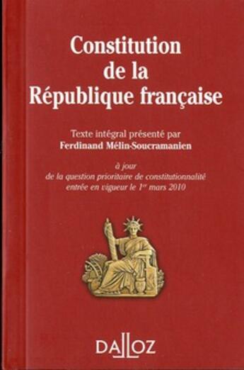 Couverture du livre « Constitution de la République française (8e édition) » de Ferdinand Melin-Soucramanien aux éditions Dalloz