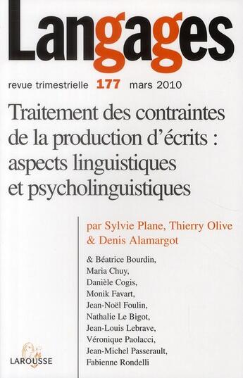 Couverture du livre « Traitement des contraintes de la production d'écrits : aspects linguistiques et psycholinguistiques » de  aux éditions Armand Colin