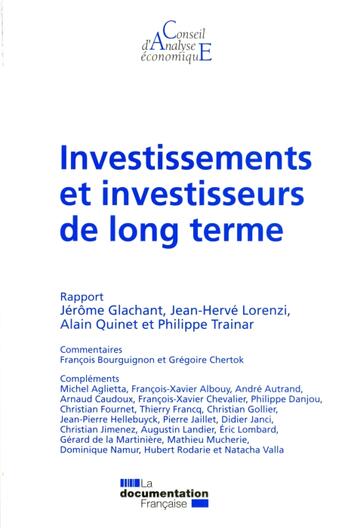 Couverture du livre « Investissements et investisseurs de long terme » de  aux éditions Documentation Francaise