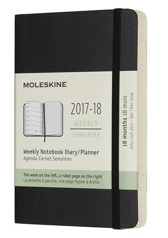 Couverture du livre « Agenda 18 mois semainier 17 -18 poche noir souple » de  aux éditions Moleskine