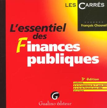 Couverture du livre « Essentiel des finances publiques 2002 (l') » de Francois Chouvel aux éditions Gualino