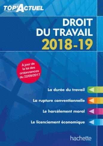 Couverture du livre « Top'actuel ; droit du travail (édition 2018/2019) » de Susana Lopes-Dos Santos aux éditions Hachette Education