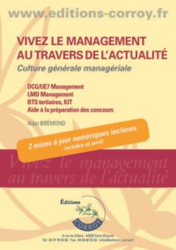 Couverture du livre « Vivez le management au travers de l'actualité » de Alain Bremond aux éditions Corroy