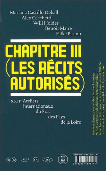 Couverture du livre « Chapitre III (les récits autorisés) » de  aux éditions Editions B42