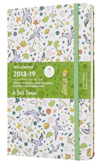 Couverture du livre « Agenda 18 mois Petit Prince semainier grand format blanc » de  aux éditions Moleskine