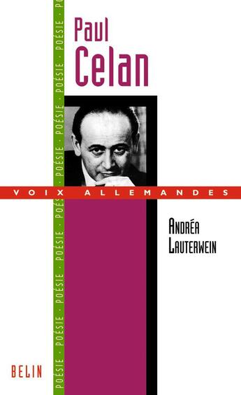 Couverture du livre « Paul celan » de Andréa Lauterwein aux éditions Belin