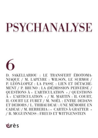 Couverture du livre « Psychanalyse 06 - psychose et perversion » de  aux éditions Eres