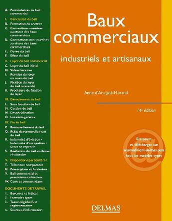 Couverture du livre « Baux commerciaux ; industriels et artisanaux (14e édition) » de Anne D' Andigne-Morand aux éditions Delmas