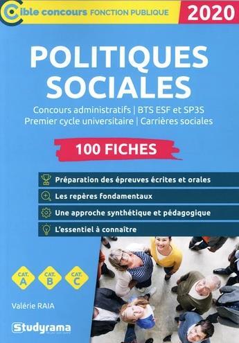 Couverture du livre « Politiques sociales (édition 2020) » de Valerie Raia aux éditions Studyrama