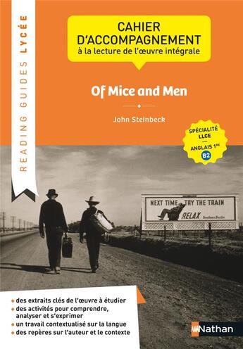 Couverture du livre « Of mice and men ; 1re (édition 2020) » de John Steinbeck et Corinne Escales et Kelly Morckel aux éditions Nathan