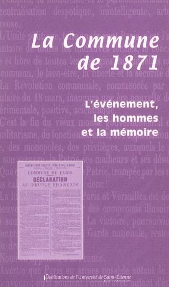 Couverture du livre « La commune de 1871 » de  aux éditions Pu De Saint Etienne