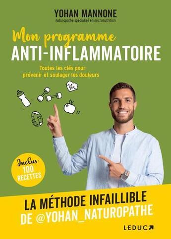 Couverture du livre « Mon programme anti-inflammatoire » de Yohan Mannone aux éditions Leduc