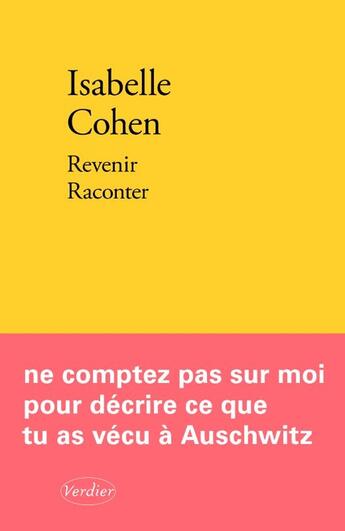 Couverture du livre « Revenir raconter » de Isabelle Cohen aux éditions Verdier