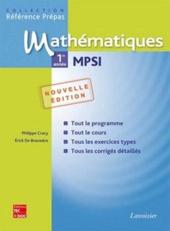 Couverture du livre « Mathématiques ; 1ère annee MPSI » de Crocy aux éditions Tec Et Doc