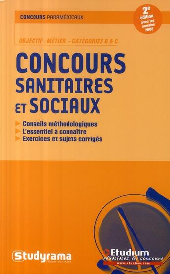 Couverture du livre « Concours sanitaires et sociaux (2e édition) » de  aux éditions Studyrama