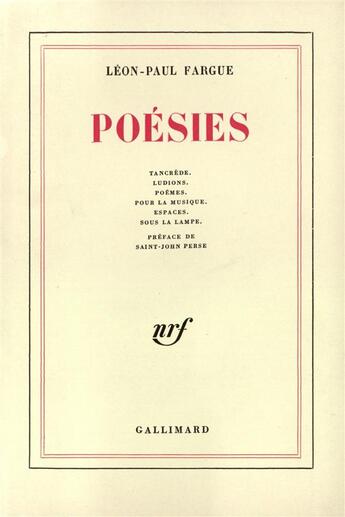 Couverture du livre « Poesies » de Leon-Paul Fargue aux éditions Gallimard