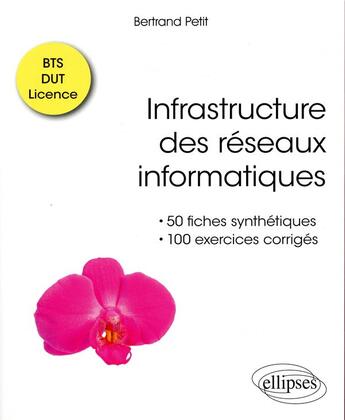 Couverture du livre « Infrastructure des réseaux informatiques ; 50 fiches et 100 exercices BTS ; DUT ; licence (édition 2018) » de Bertrand Petit aux éditions Ellipses