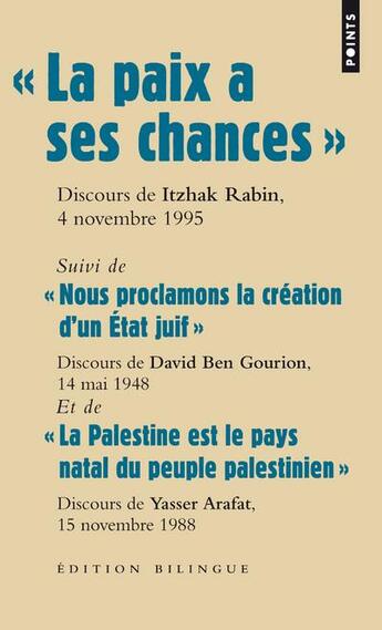 Couverture du livre « La paix à ses chances