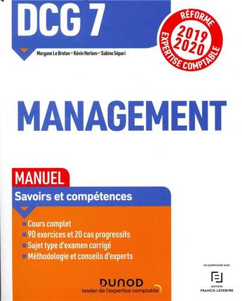 Couverture du livre « Dcg 7 management - manuel - reforme 2019-2020 - reforme expertise comptable 2019-2020 (édition 2019/2020) » de Le Breton/Herlem aux éditions Dunod