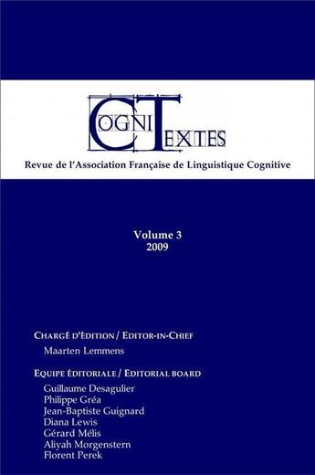 Couverture du livre « Cognitextes T.3 » de Revue Cognitextes aux éditions Assoc° Francaise Linguistique Cognitive