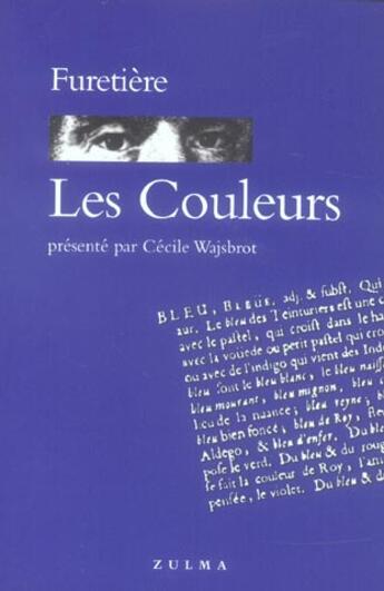 Couverture du livre « Couleurs (les) » de Furetiere aux éditions Zulma