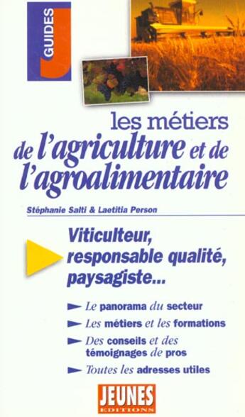 Couverture du livre « Les metiers de l'agriculture et de l'agroalimentaire » de Salti/Person aux éditions Studyrama