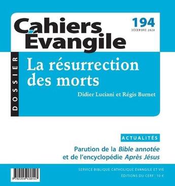 Couverture du livre « Cahier evangile 194 - la resurrection des morts » de  aux éditions Cerf