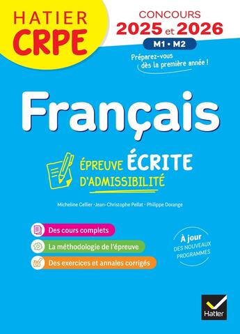 Couverture du livre « Francais - crpe 2025-2026 - epreuve ecrite d'admissibilite » de Cellier/Dorange aux éditions Hatier