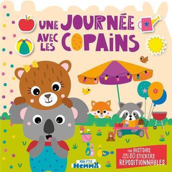 Couverture du livre « Mon p'tit Hemma : une journée avec les copains : une histoire avec plus de 80 stickers repositionnables » de Carotte Et Compagnie et Collectif Petit Fute aux éditions Hemma