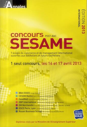Couverture du livre « Annales sesame 2012-2013 » de  aux éditions Studyrama