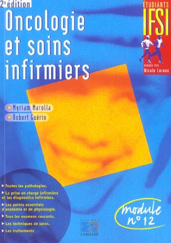 Couverture du livre « Oncologie et soins infirmiers 2eme edition » de Marolla aux éditions Lamarre