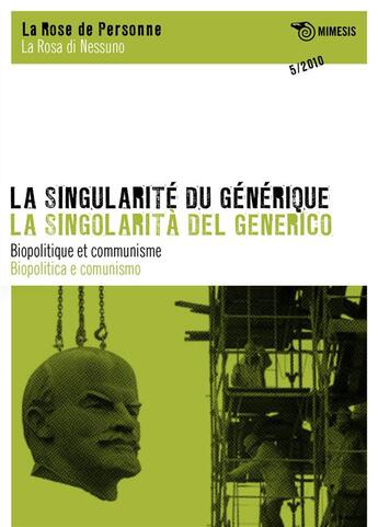 Couverture du livre « La singularité du générique ; biopolitique et communisme » de  aux éditions Mimesis