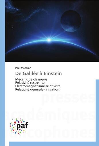 Couverture du livre « De galilee a einstein » de Mazeron-P aux éditions Presses Academiques Francophones