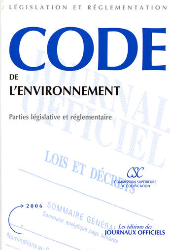 Couverture du livre « Code de l'environnement » de  aux éditions Documentation Francaise