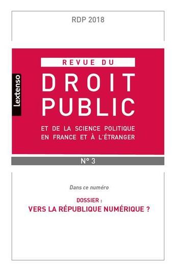 Couverture du livre « Revue du droit public et de la science politique france et etranger n 3-2018 » de  aux éditions Lgdj