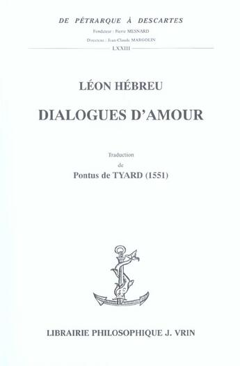 Couverture du livre « Dialogues d'amour » de Hebreu/Dagron aux éditions Vrin