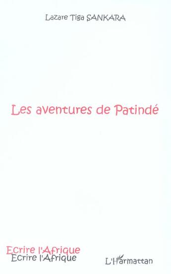 Couverture du livre « Les aventures de patinde » de Lazare Tiga Sankara aux éditions L'harmattan