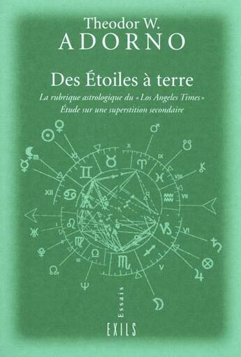 Couverture du livre « Des etoiles a terre » de Theodor Wiesengrund Adorno aux éditions Exils