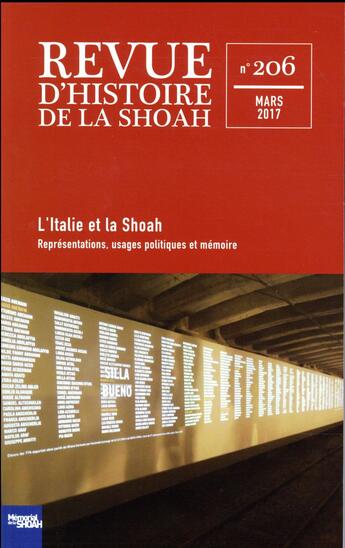 Couverture du livre « Revue d'histoire de la Shoah T.206 ; l'Italie et la Shoah ; représentations, usages politiques et mémoire » de  aux éditions Calmann-levy