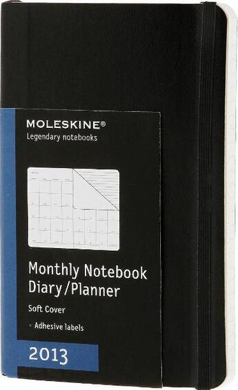 Couverture du livre « Agenda mensuel carnet 2013 ; souple noir » de Moleskine aux éditions Moleskine Papet