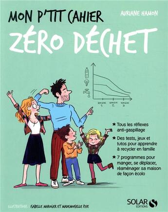 Couverture du livre « Mon p'tit cahier : zéro déchet » de Isabelle Maroger et Mademoiselle Eve et Auriane Hamon aux éditions Solar