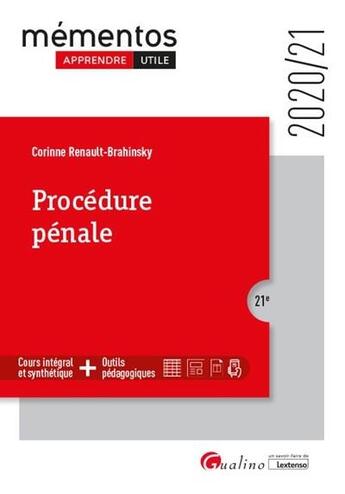 Couverture du livre « Procédure pénale (édition 2020/2021) » de Corinne Renault-Brahinsky aux éditions Gualino