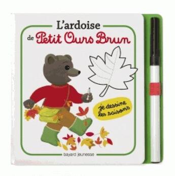 Couverture du livre « L'ardoise de Petit Ours Brun : les saisons » de Daniele Bour aux éditions Bayard Jeunesse