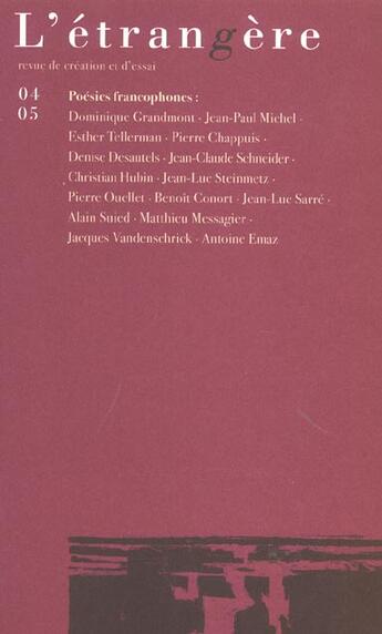 Couverture du livre « Etrangere 4-5 / 2003 » de  aux éditions Lettre Volee