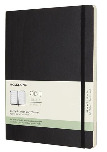 Couverture du livre « Agenda 18 mois semainier 17 -18 tgf format noir souple » de  aux éditions Moleskine