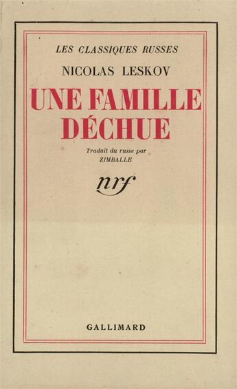 Couverture du livre « Une famille dechue » de Nicolas Leskov aux éditions Gallimard